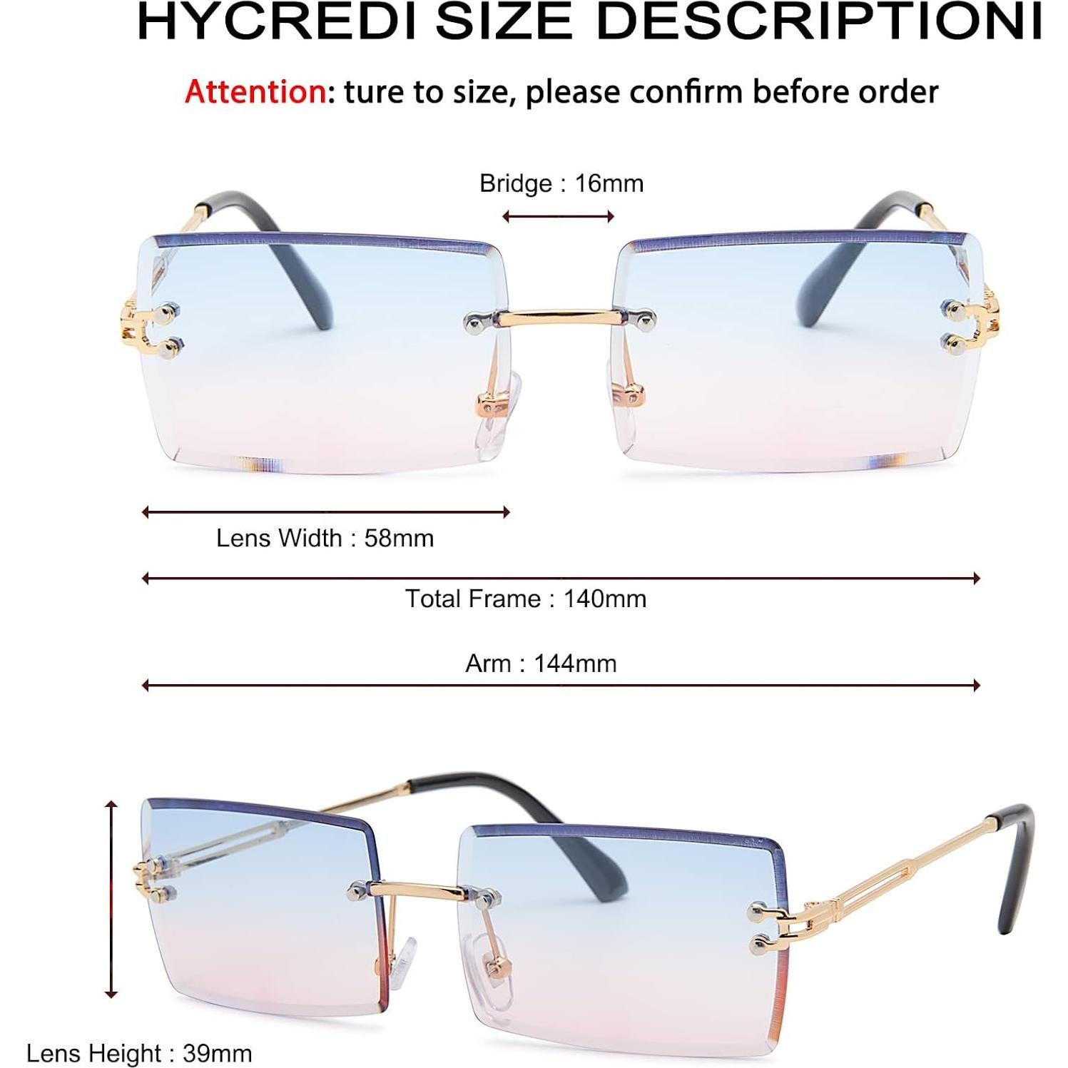 Gafas de Sol Rectangulares UV400 Metalicas 58mm - 2 Paquetes