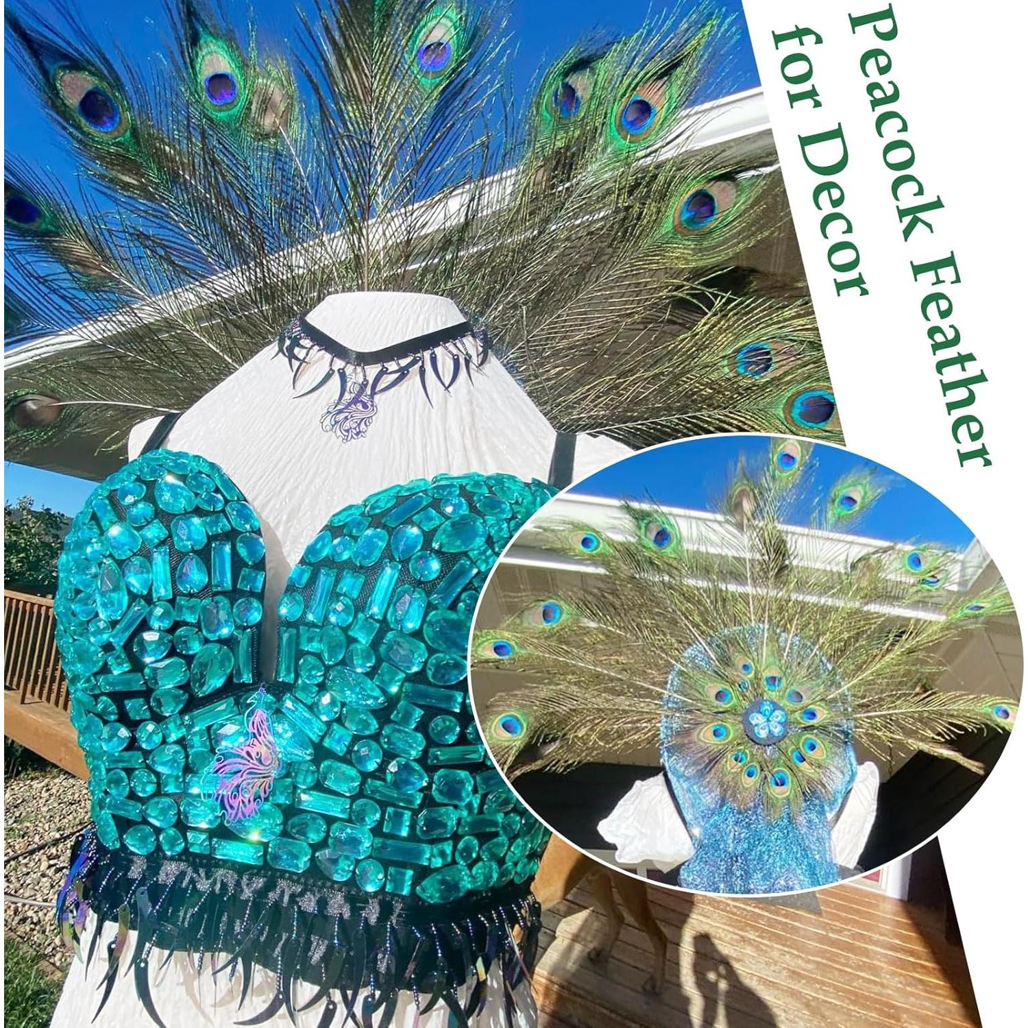 Plumas de Pavo Real Naturales 40-45 cm - 20 Piezas para Decoración