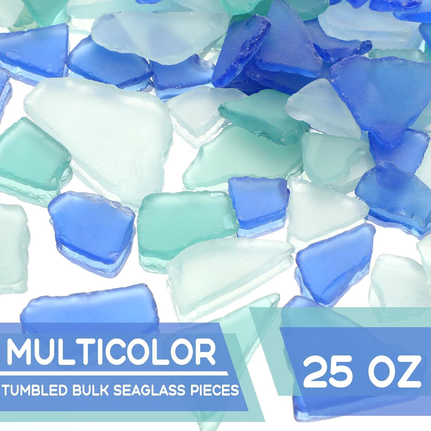 Vidrio de Mar Jetec 25 oz Decorativo para Manualidades Azul Verde Blanco