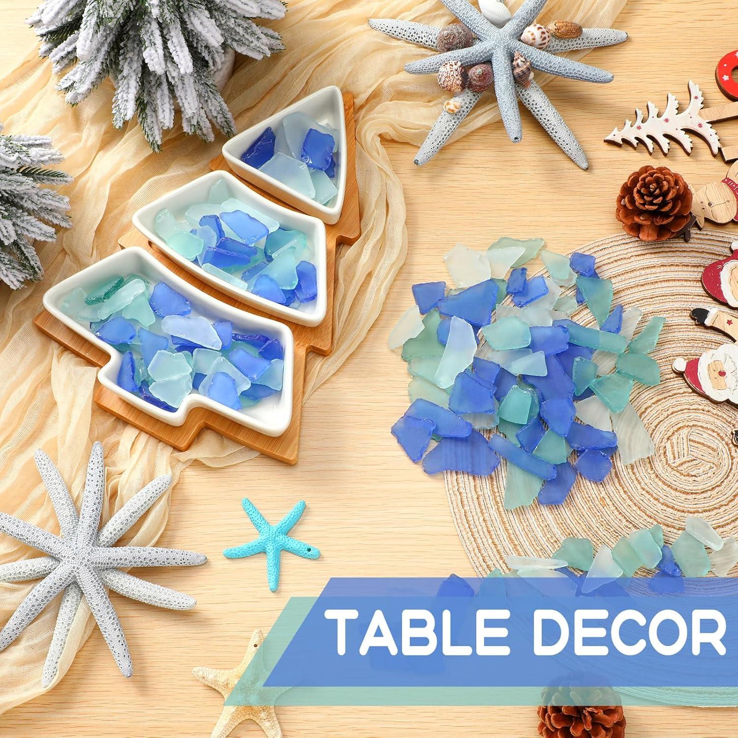 Vidrio de Mar Jetec 25 oz Decorativo para Manualidades Azul Verde Blanco