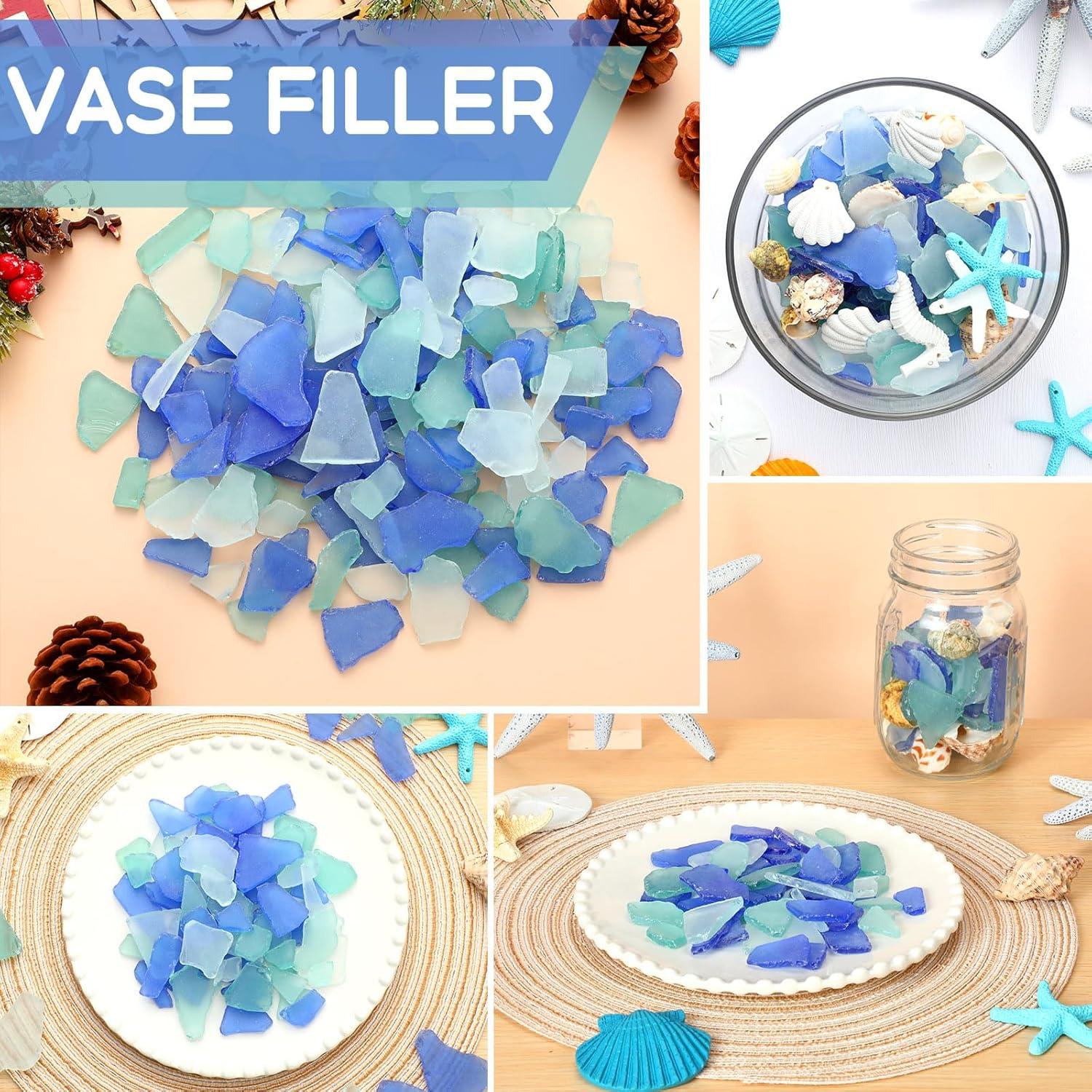 Vidrio de Mar Jetec 25 oz Decorativo para Manualidades Azul Verde Blanco