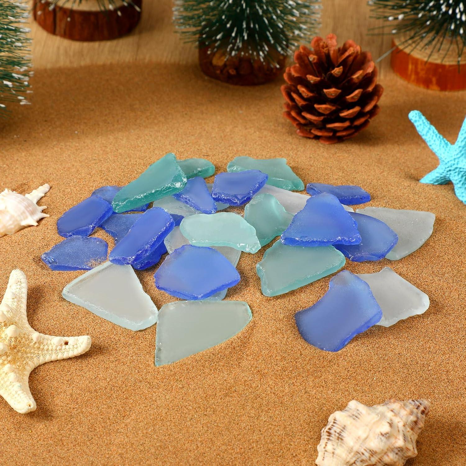 Vidrio de Mar Jetec 25 oz Decorativo para Manualidades Azul Verde Blanco