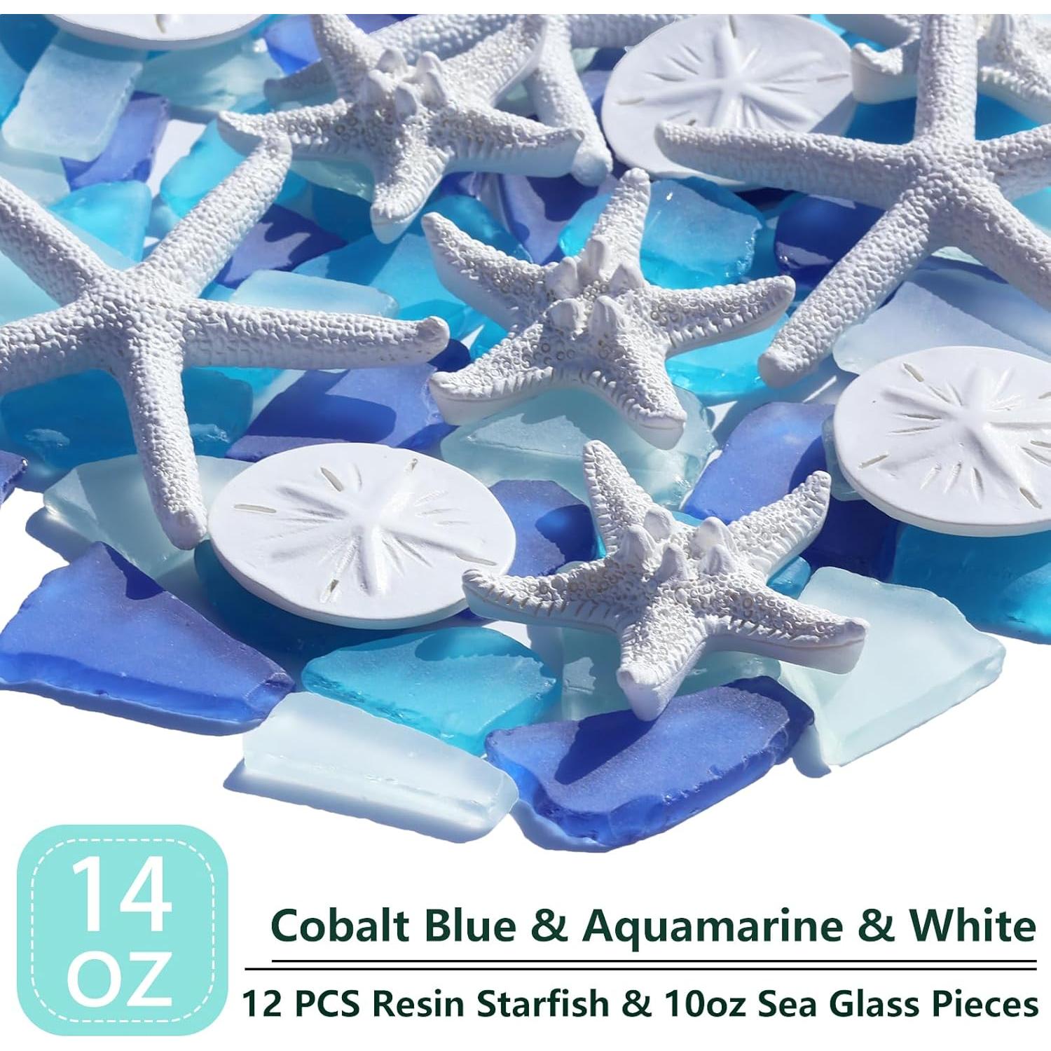 12 Estrellas de Mar de Resina y 283g de Vidrio Marino Decorativo