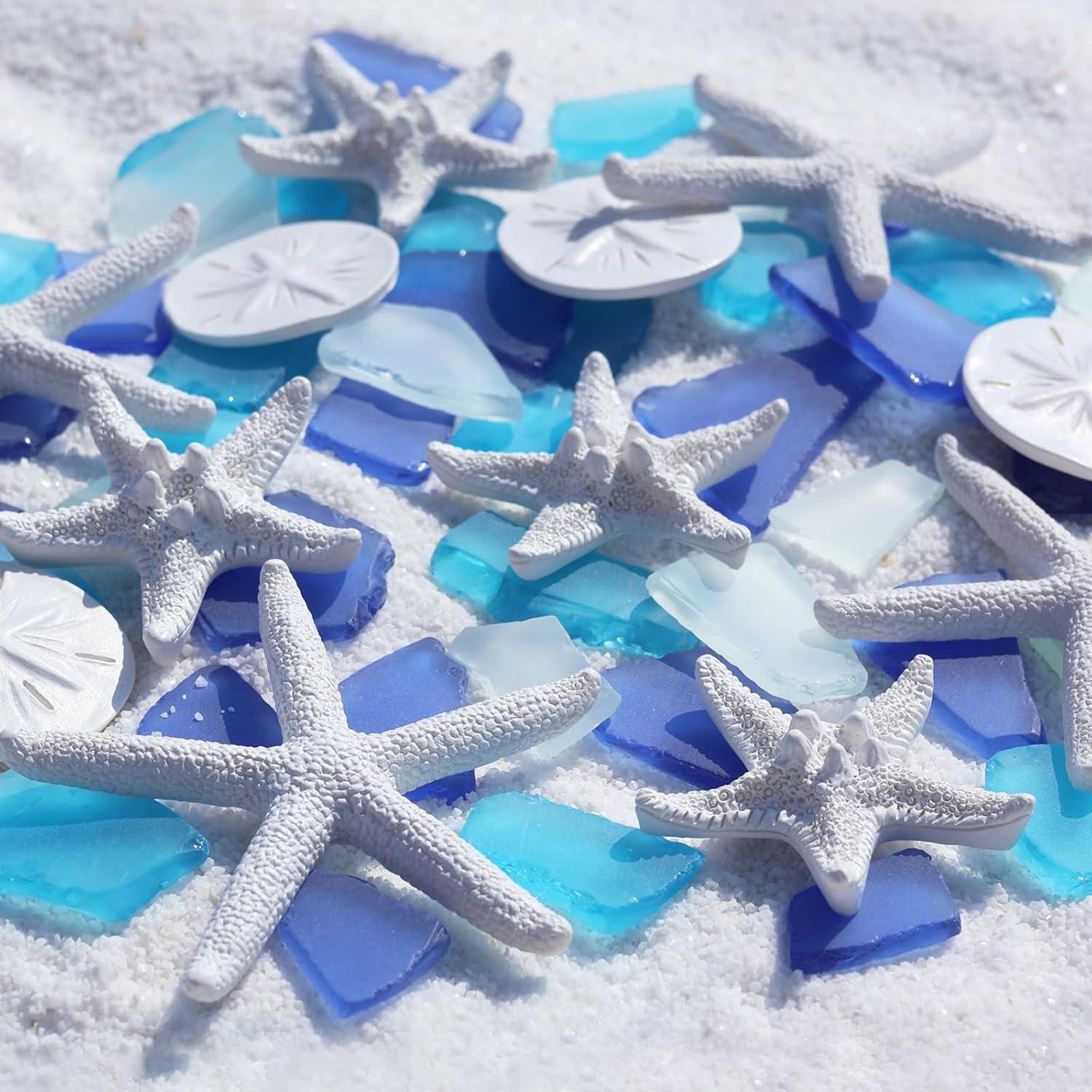 12 Estrellas de Mar de Resina y 283g de Vidrio Marino Decorativo