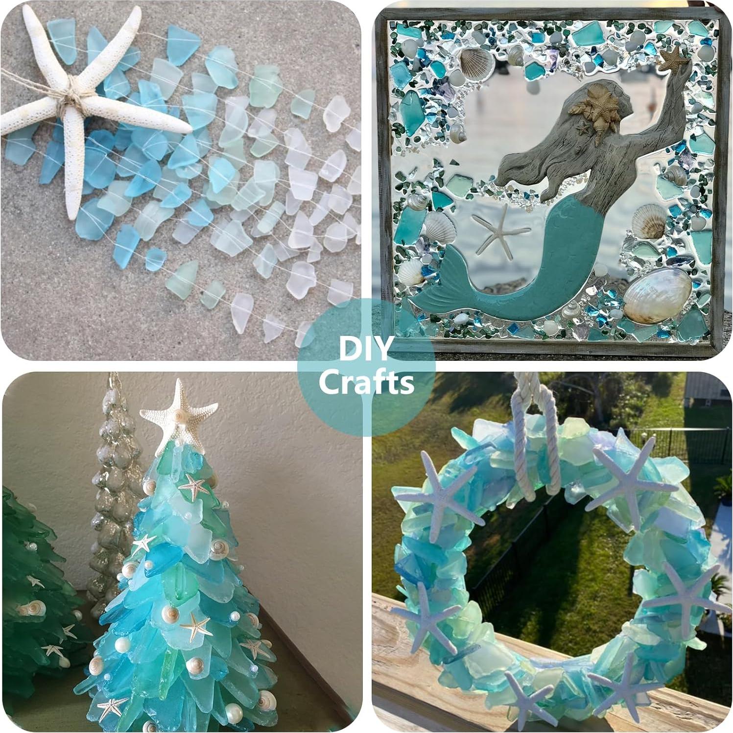 12 Estrellas de Mar de Resina y 283g de Vidrio Marino Decorativo