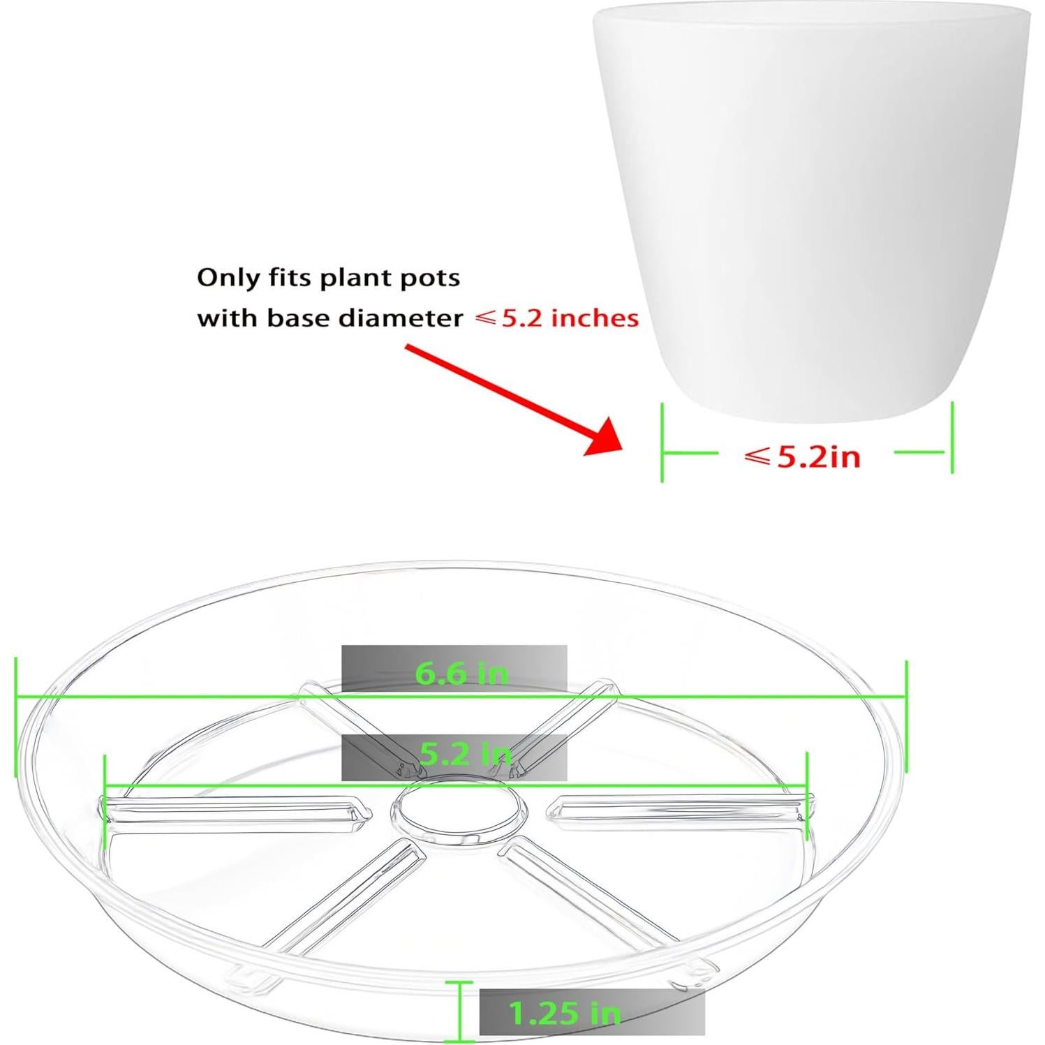 Juego de 6 Platos para Plantas 16.8 cm MSKIAUO Transparentes
