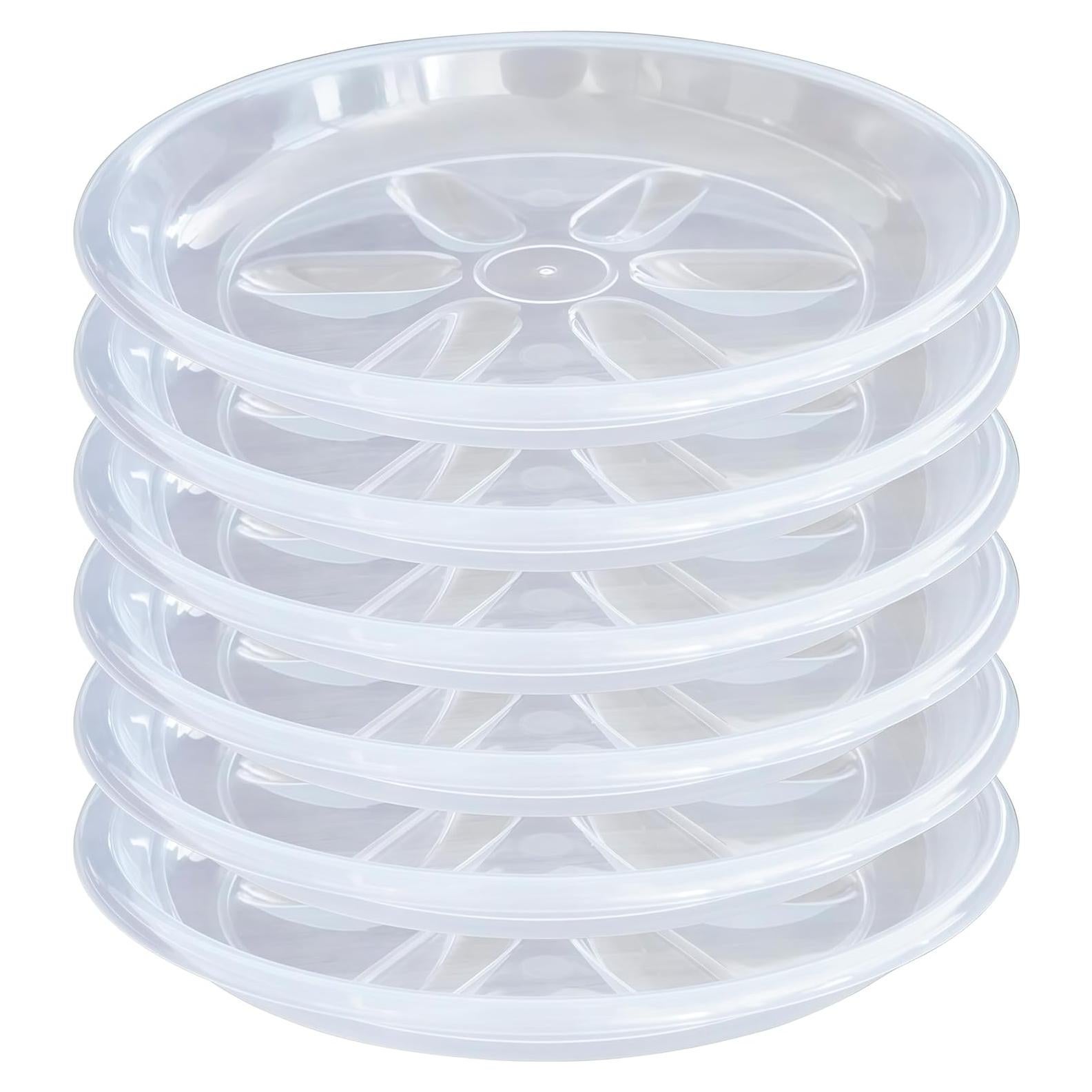 Paquete de 6 platos para plantas OVZILKI 22 cm transparentes