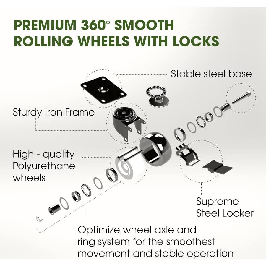 Carrito de Madera Redondo Idzo 2-Pack 30 cm Acacia 120 kg