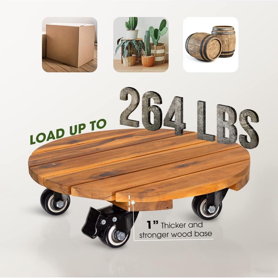 Carrito de Madera Redondo Idzo 2-Pack 30 cm Acacia 120 kg