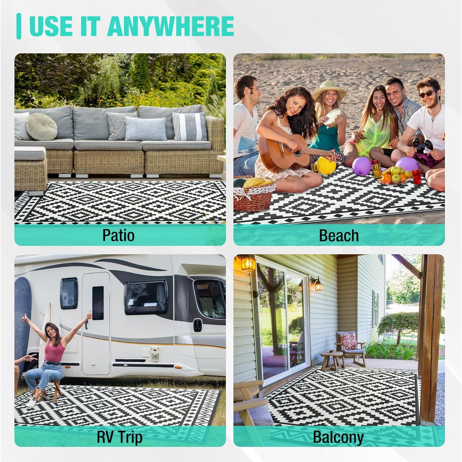 Alfombra Exterior Reversible HAUSHOF 2.03x1.27m Impermeable