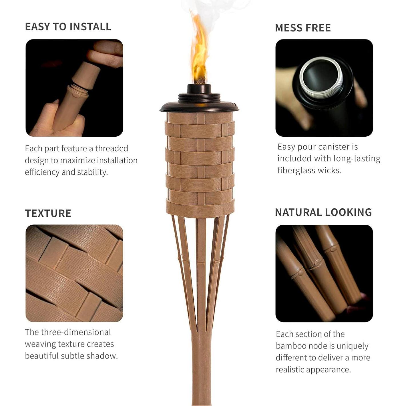 Antorchas de Citronela ONETHATCH de Bambú - Paquete de 4, 152.4 cm