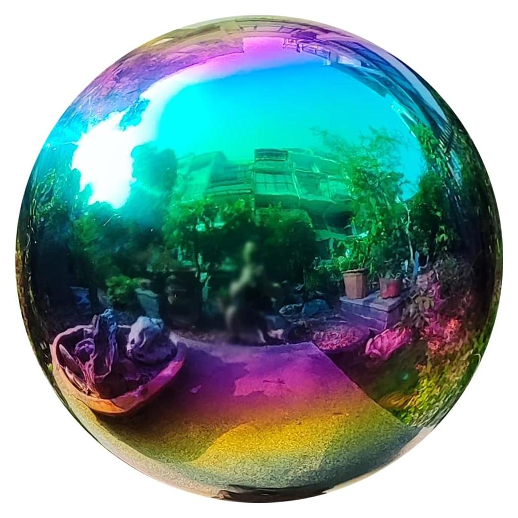Bola de Espejo de Jardín HomDSim 30 cm Arcoíris Acero Inoxidable