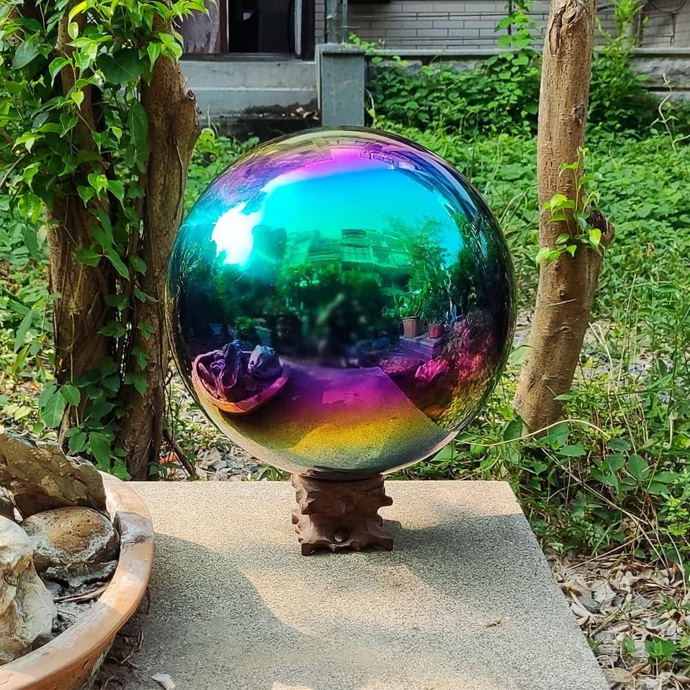 Bola de Espejo de Jardín HomDSim 30 cm Arcoíris Acero Inoxidable