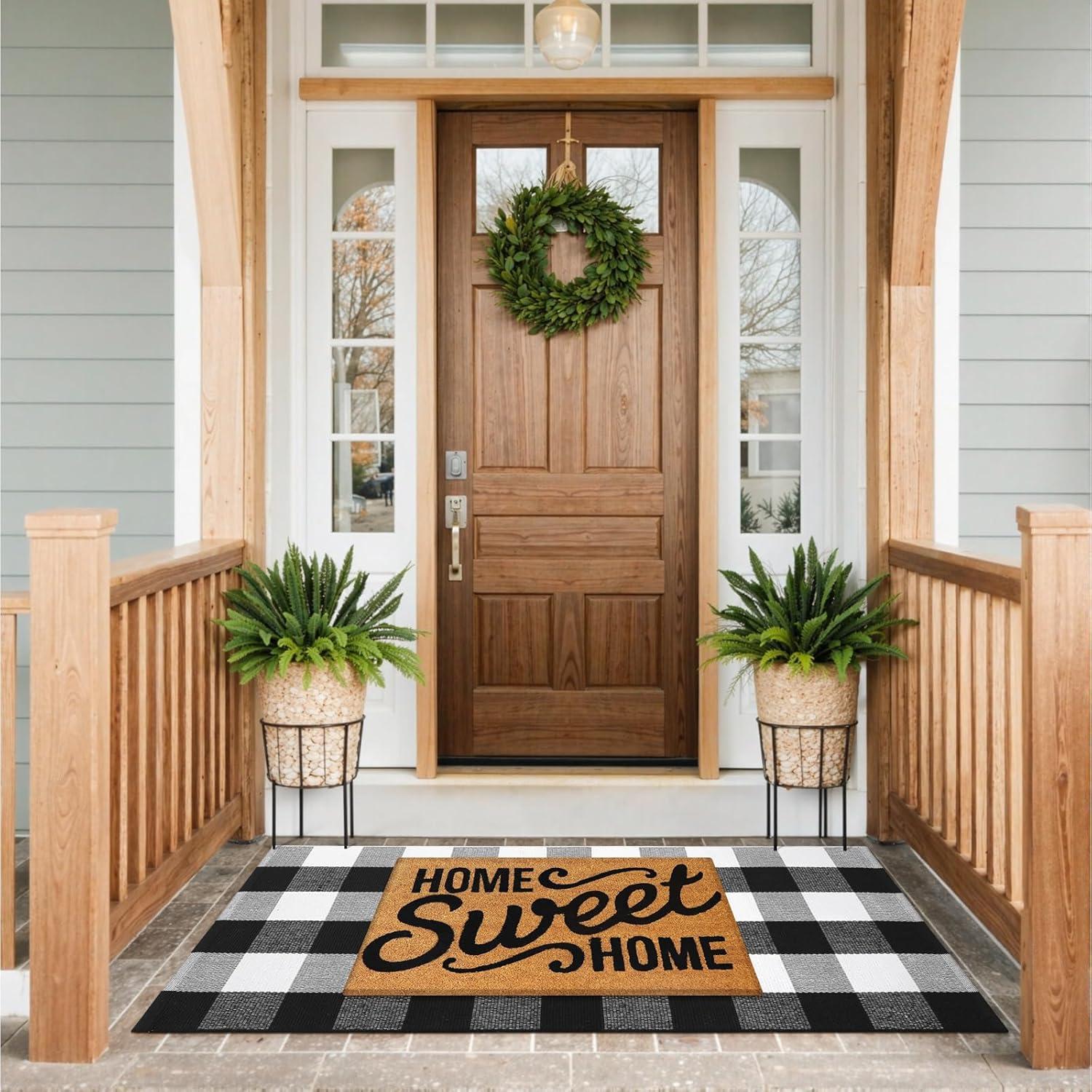 KIMODE Alfombra de Cuadros de Búfalo 61x130 cm para Exterior