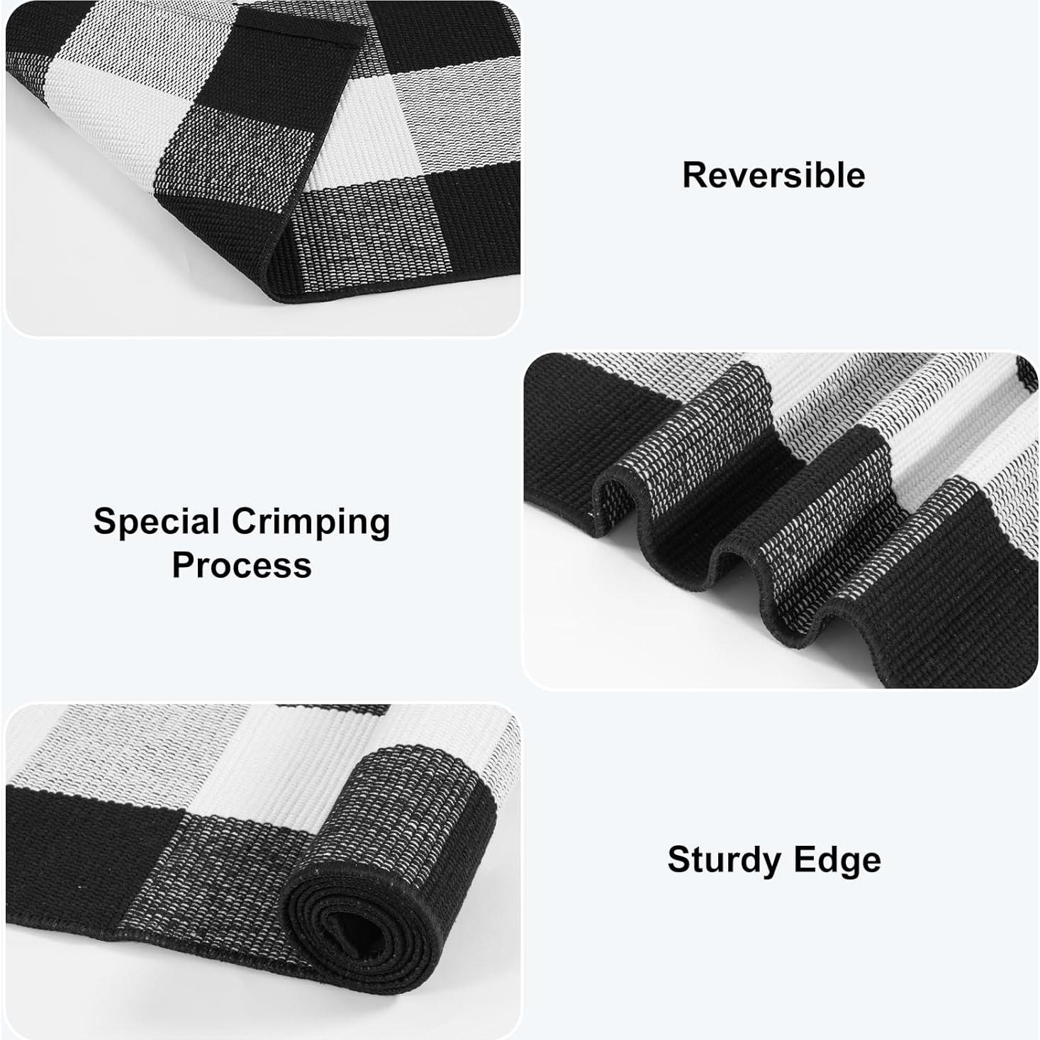 KIMODE Alfombra de Cuadros de Búfalo 61x130 cm para Exterior