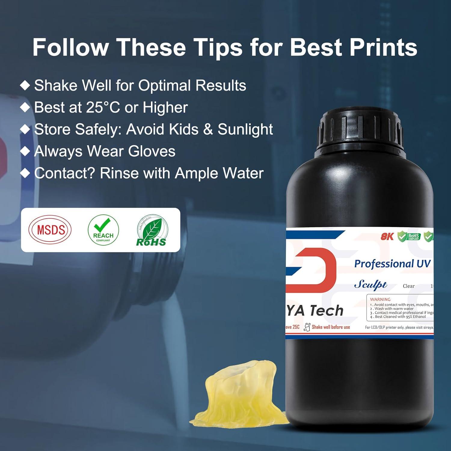 Resina 3D Siraya Tech Sculpt Transparente 1kg Alta Temperatura