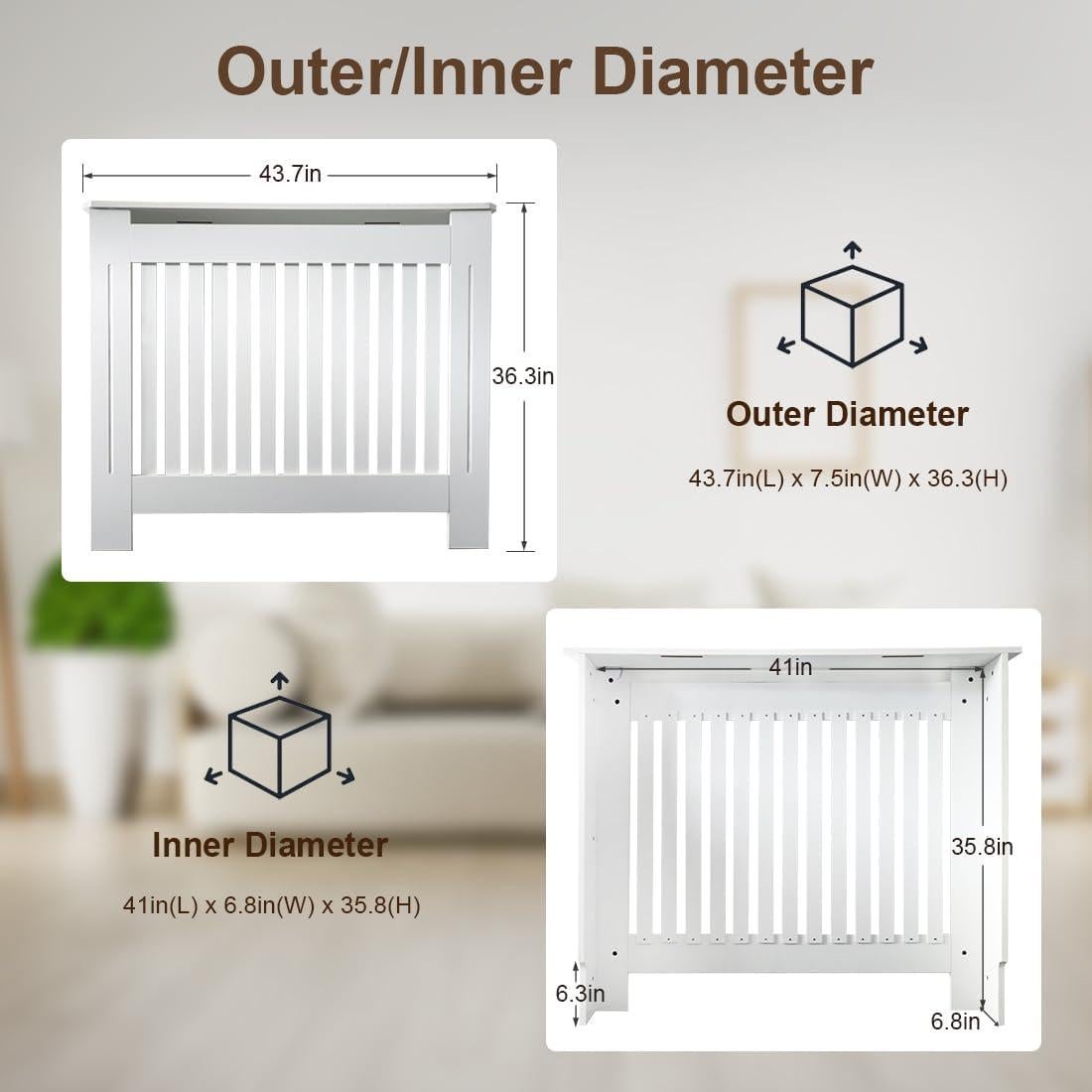 Cubierta de Radiador DOLEMODUO 111.76x91.44x19.05cm Blanca