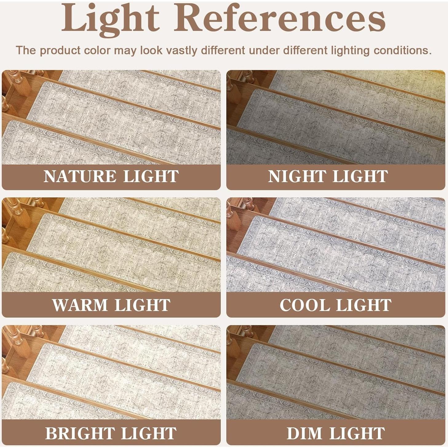 Tread de Escalera Antideslizante Tiveney 15PCS 20x76cm Caqui