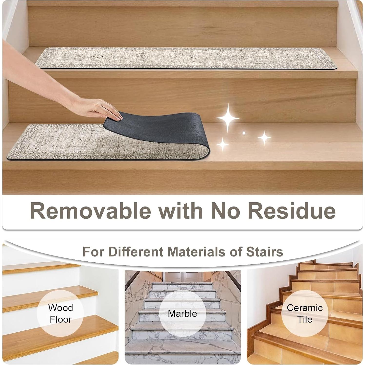 Tread de Escalera Antideslizante Tiveney 15PCS 20x76cm Caqui