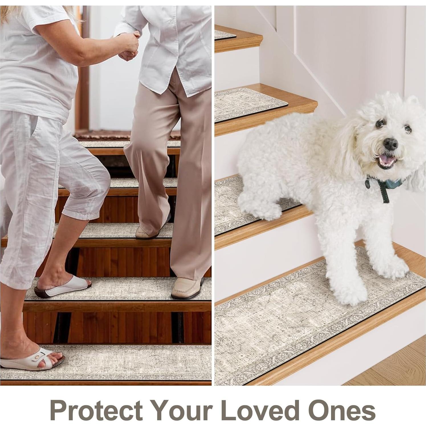 Tread de Escalera Antideslizante Tiveney 15PCS 20x76cm Caqui