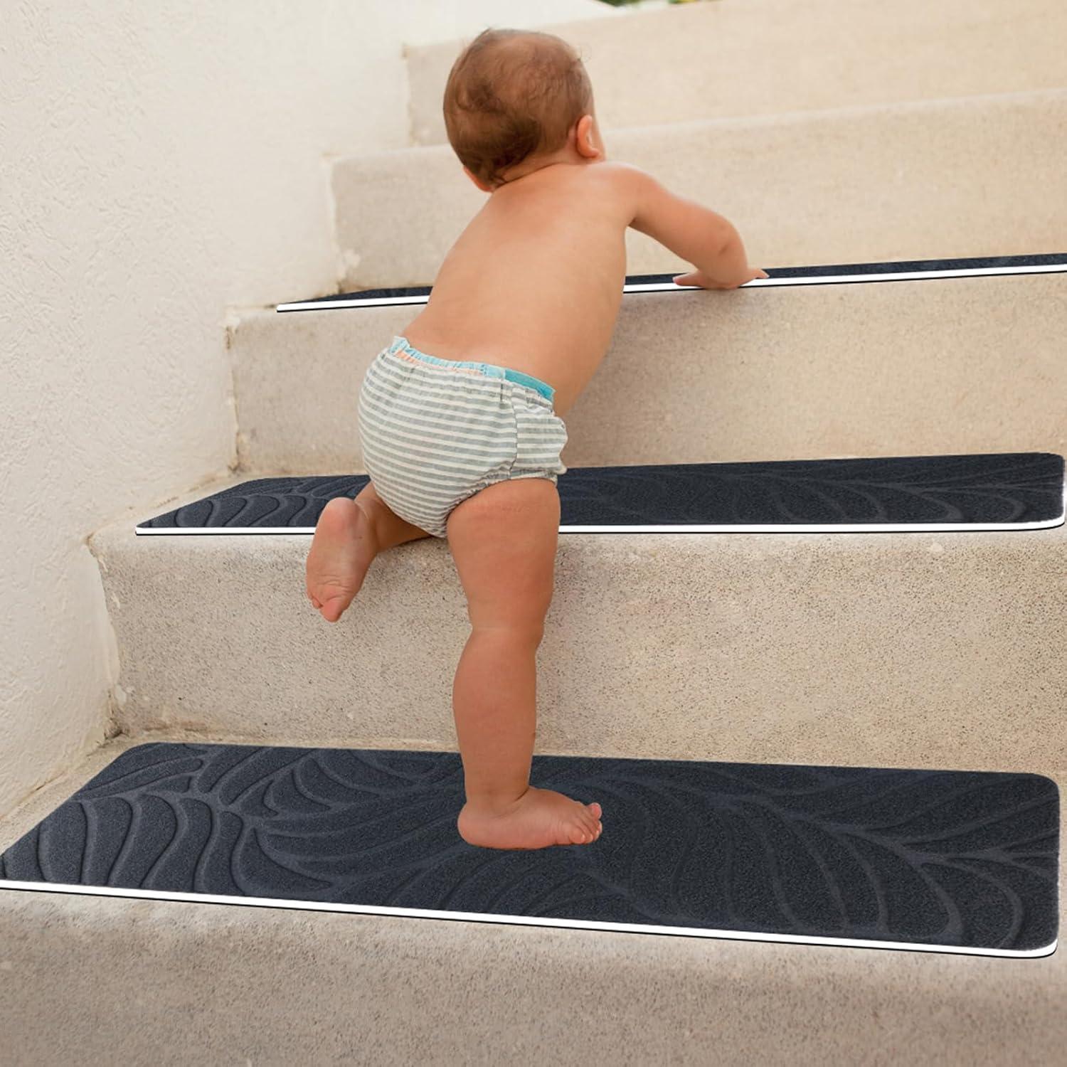 Paquete de 15 Tapetes Antideslizantes Demiwise 20x76cm Gris Oscuro