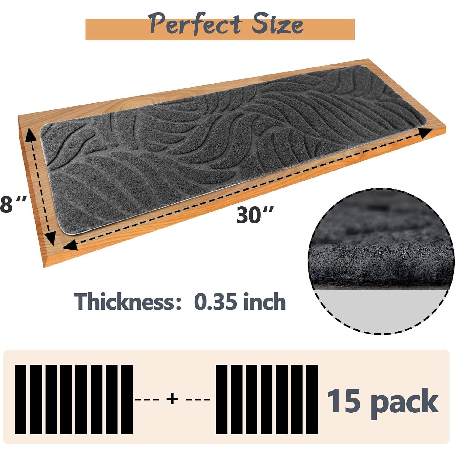 Paquete de 15 Tapetes Antideslizantes Demiwise 20x76cm Gris Oscuro