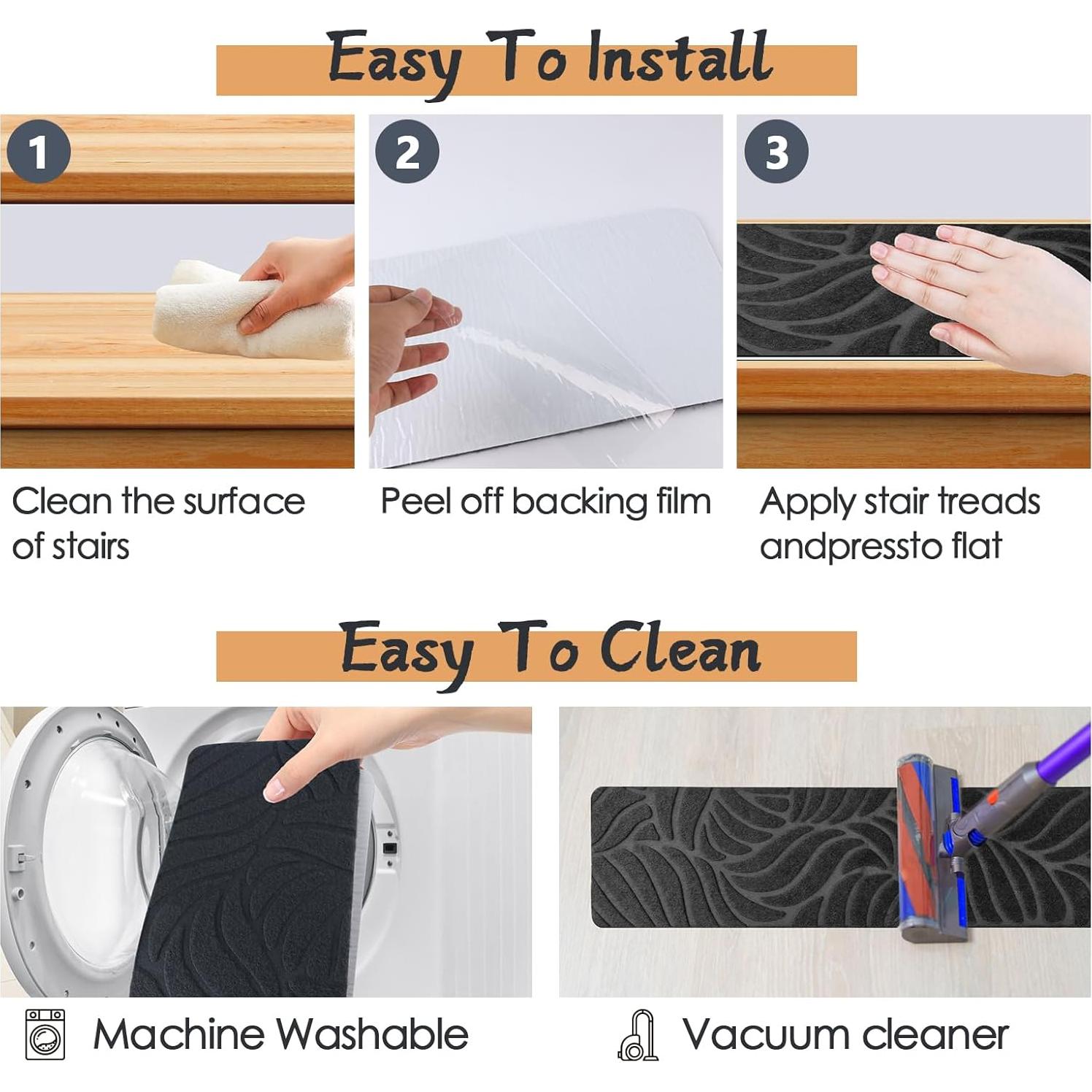 Paquete de 15 Tapetes Antideslizantes Demiwise 20x76cm Gris Oscuro