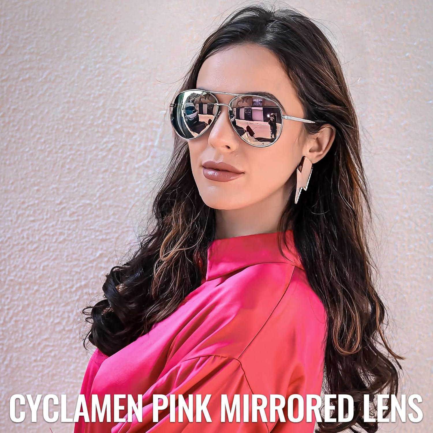 Gafas de sol Aviador SODQW polarizadas UV400 unisex oro rosa