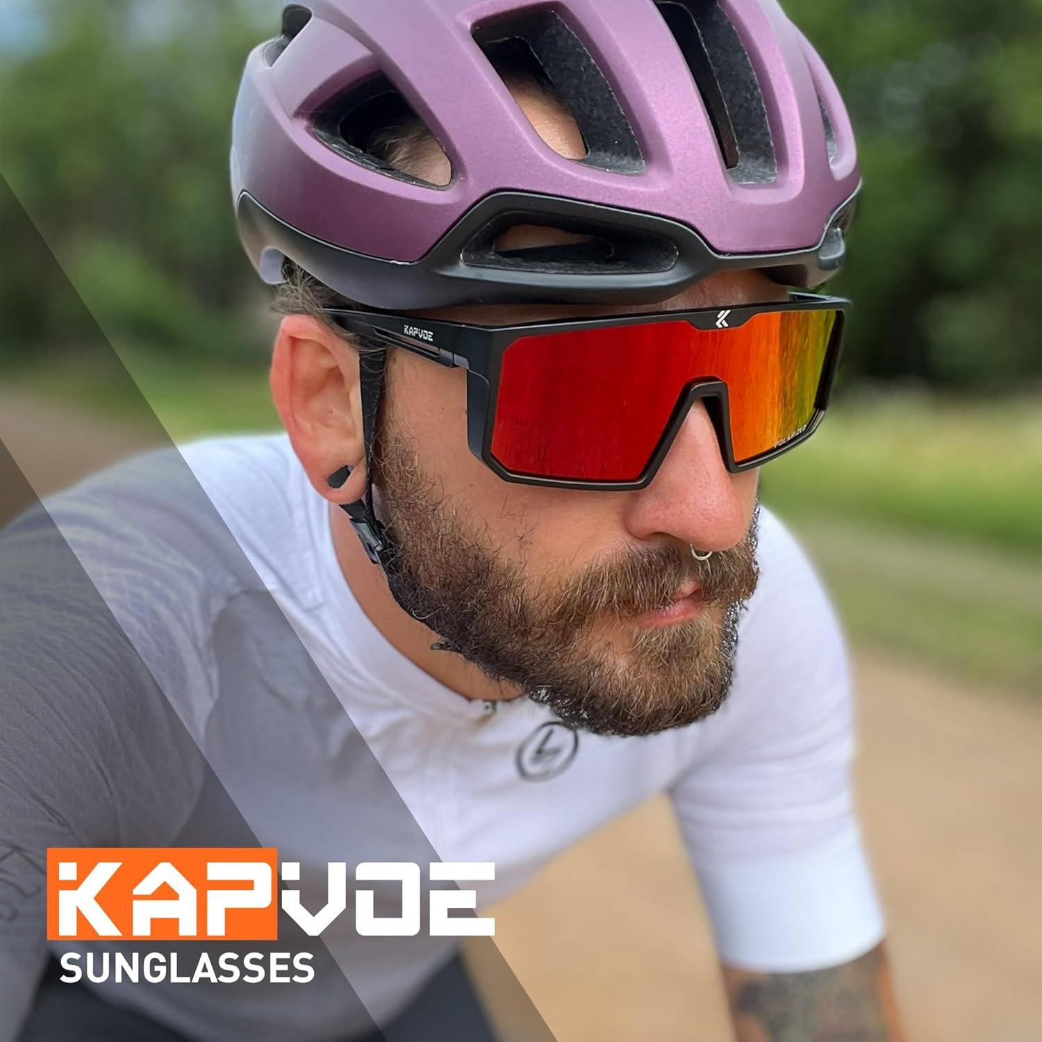Gafas de Ciclismo KAPVOE Polarizadas UV400 para Hombres y Mujeres