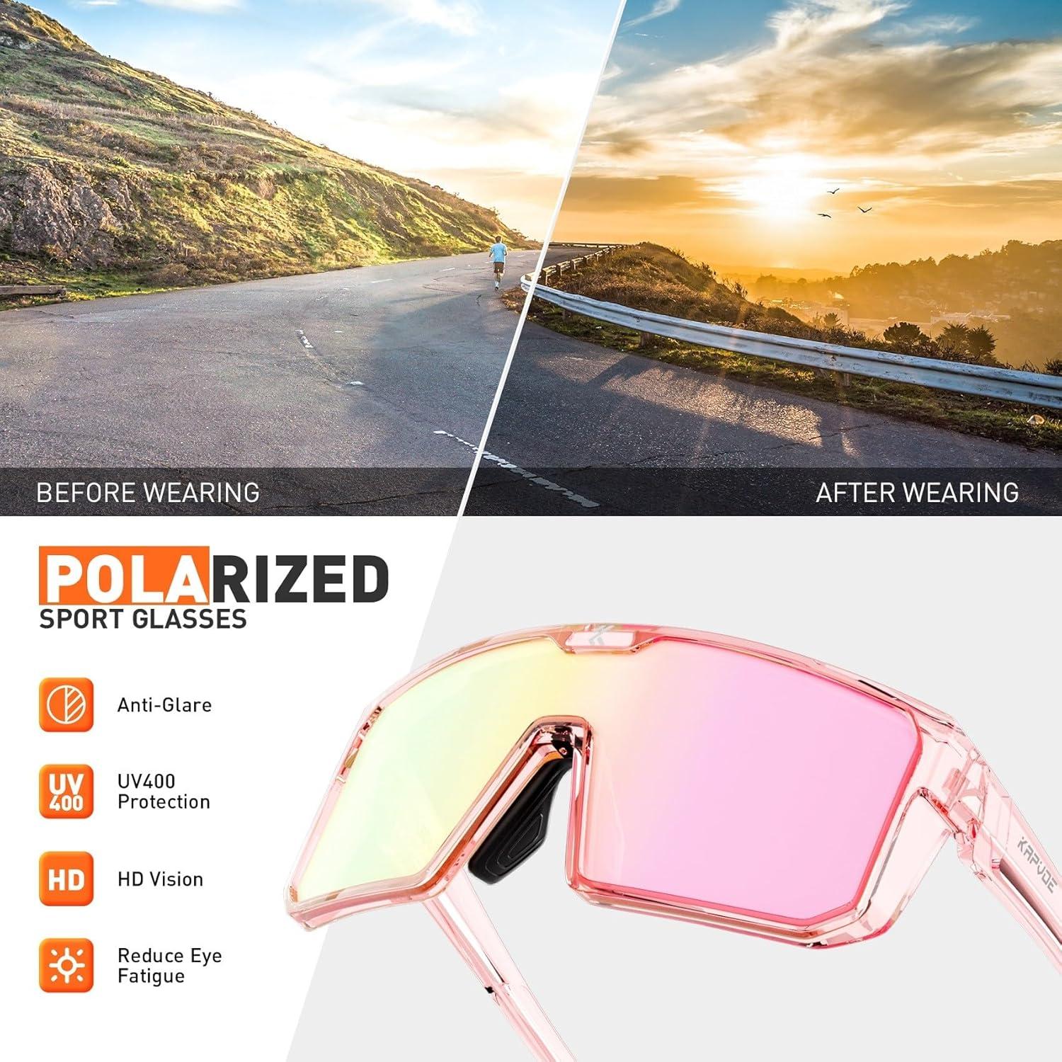 Gafas de Ciclismo KAPVOE Polarizadas UV400 para Hombres y Mujeres
