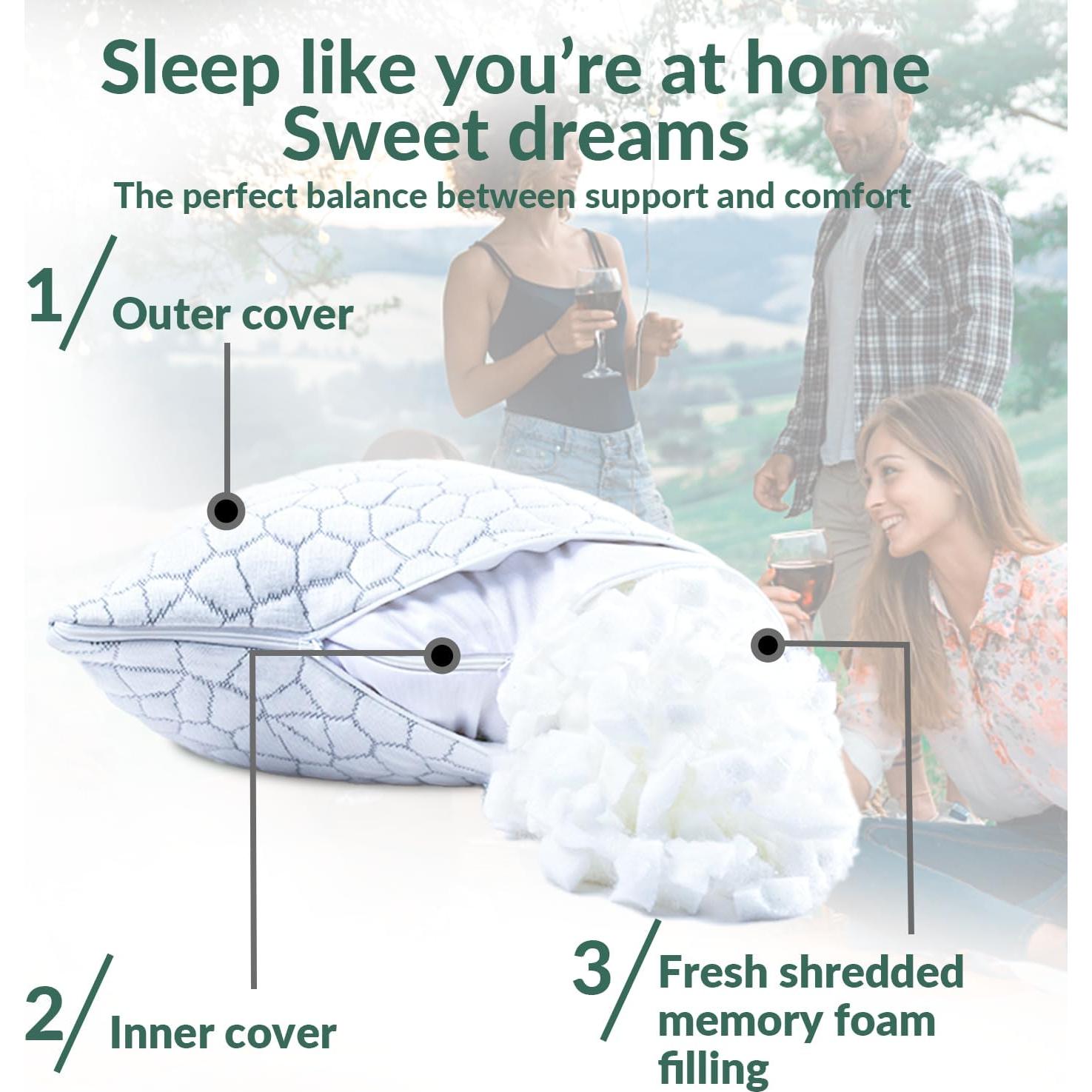 Almohada de Viaje QUTOOL Espuma Memoria Refrigerante 42cm