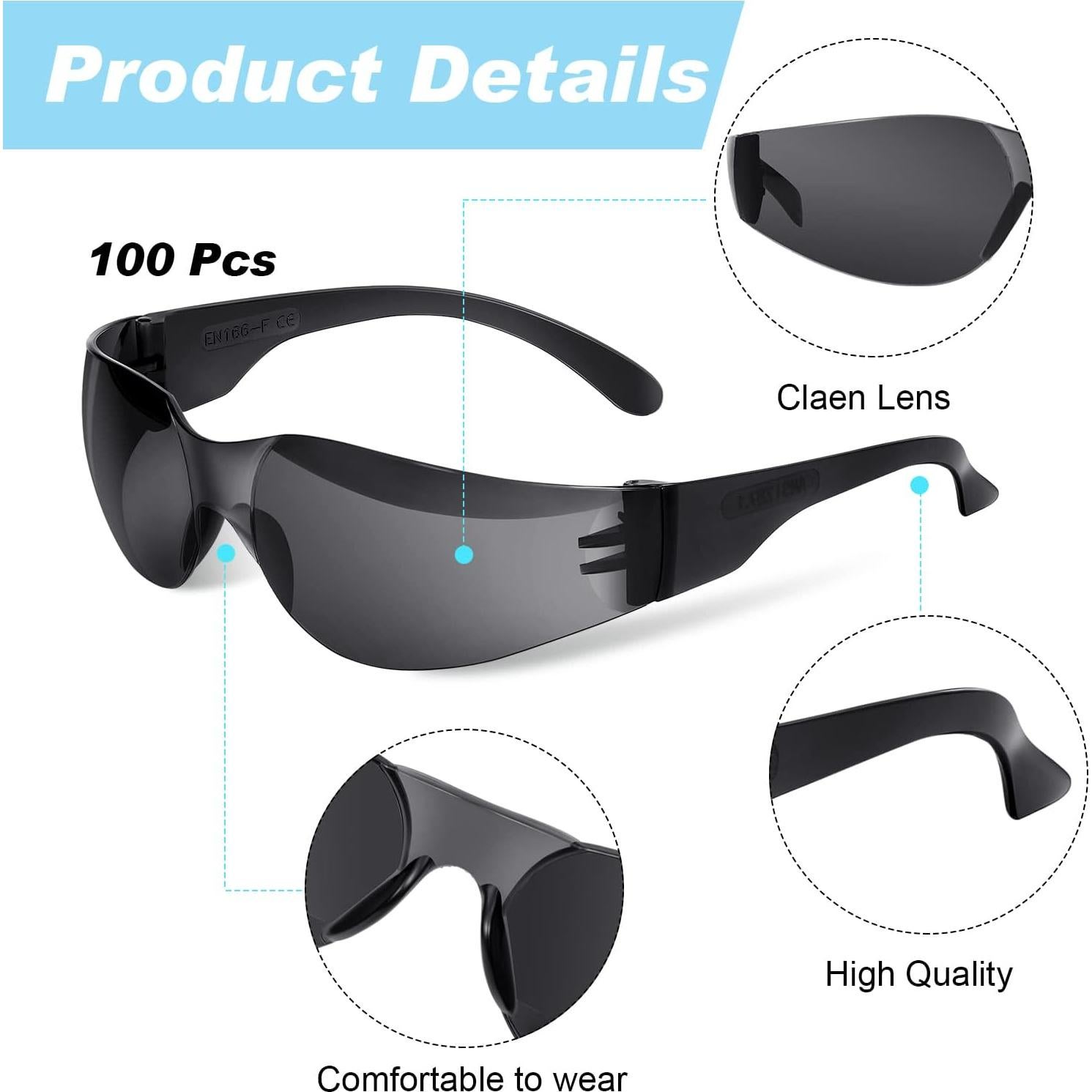 Paquete de 100 Gafas de Seguridad Unisex Protección Ocular