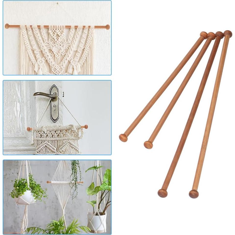 Varillas de Madera Tiiyee 4PCS 30.48cm y 22.86cm para Manualidades