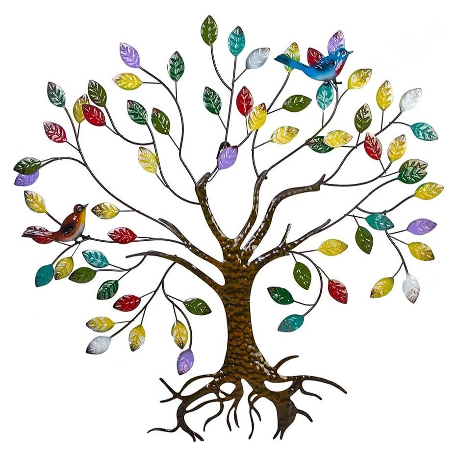 Decoración de Pared Metal VEWOSTAR Árbol de la Vida 64.8x63 cm