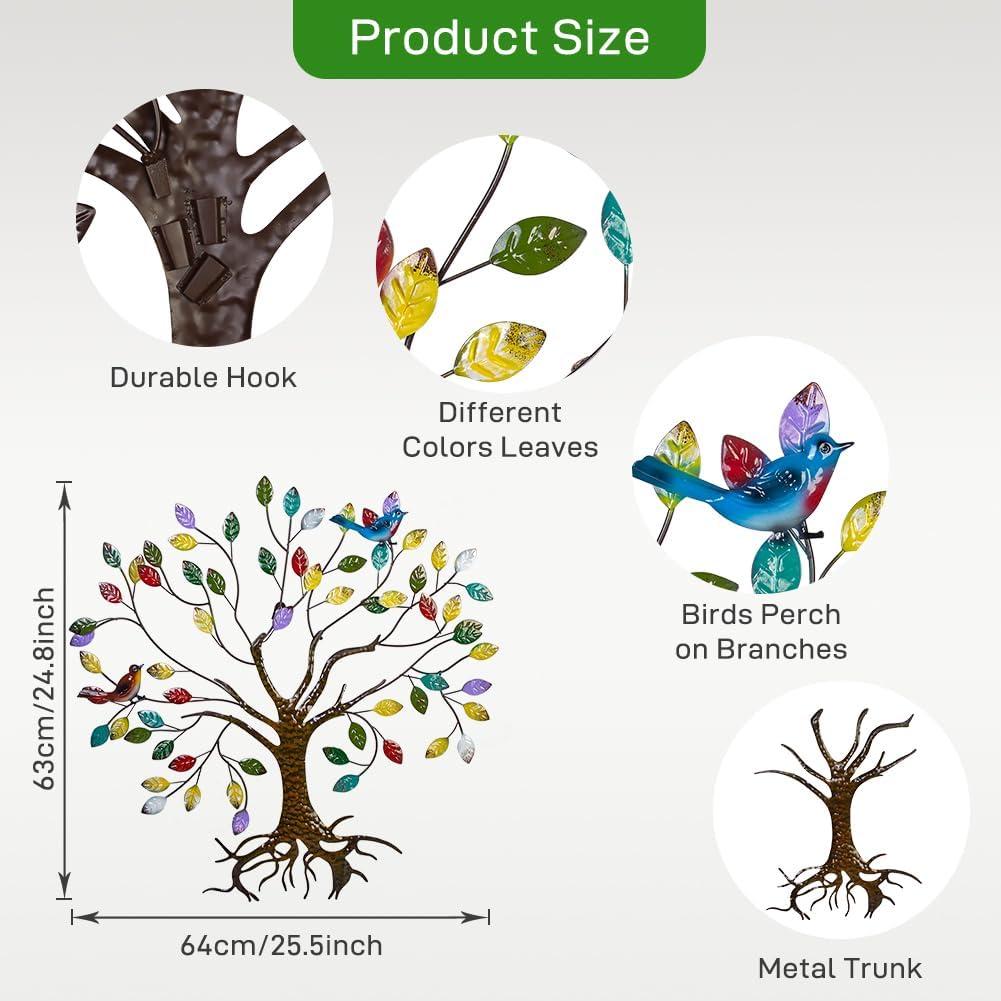 Decoración de Pared Metal VEWOSTAR Árbol de la Vida 64.8x63 cm