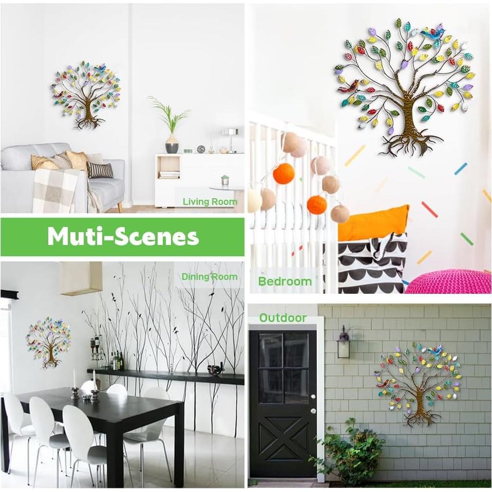 Decoración de Pared Metal VEWOSTAR Árbol de la Vida 64.8x63 cm