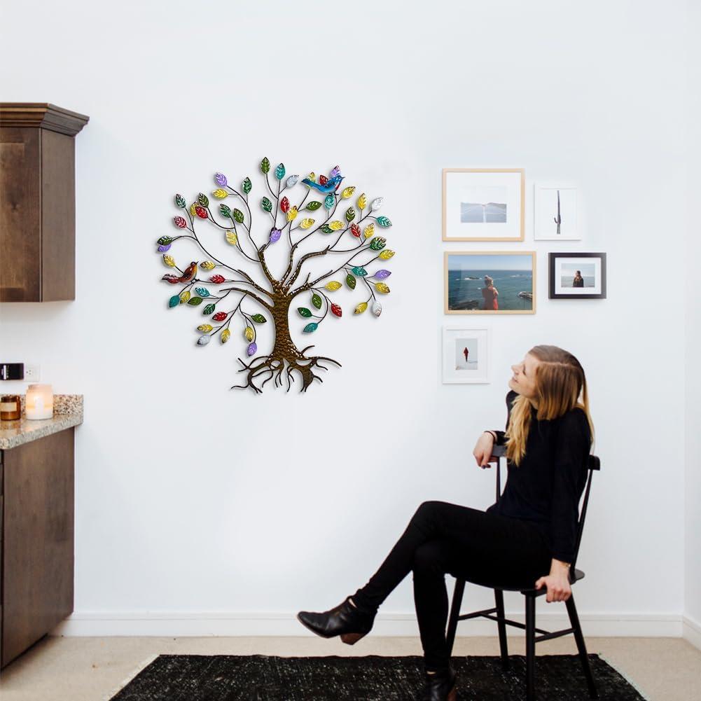 Decoración de Pared Metal VEWOSTAR Árbol de la Vida 64.8x63 cm