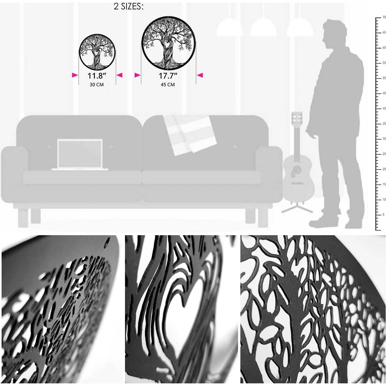 Escultura de Pared de Metal Q'mark Árbol de la Vida 45 cm