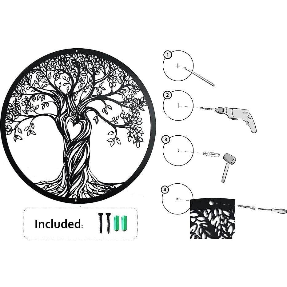 Escultura de Pared de Metal Q'mark Árbol de la Vida 45 cm