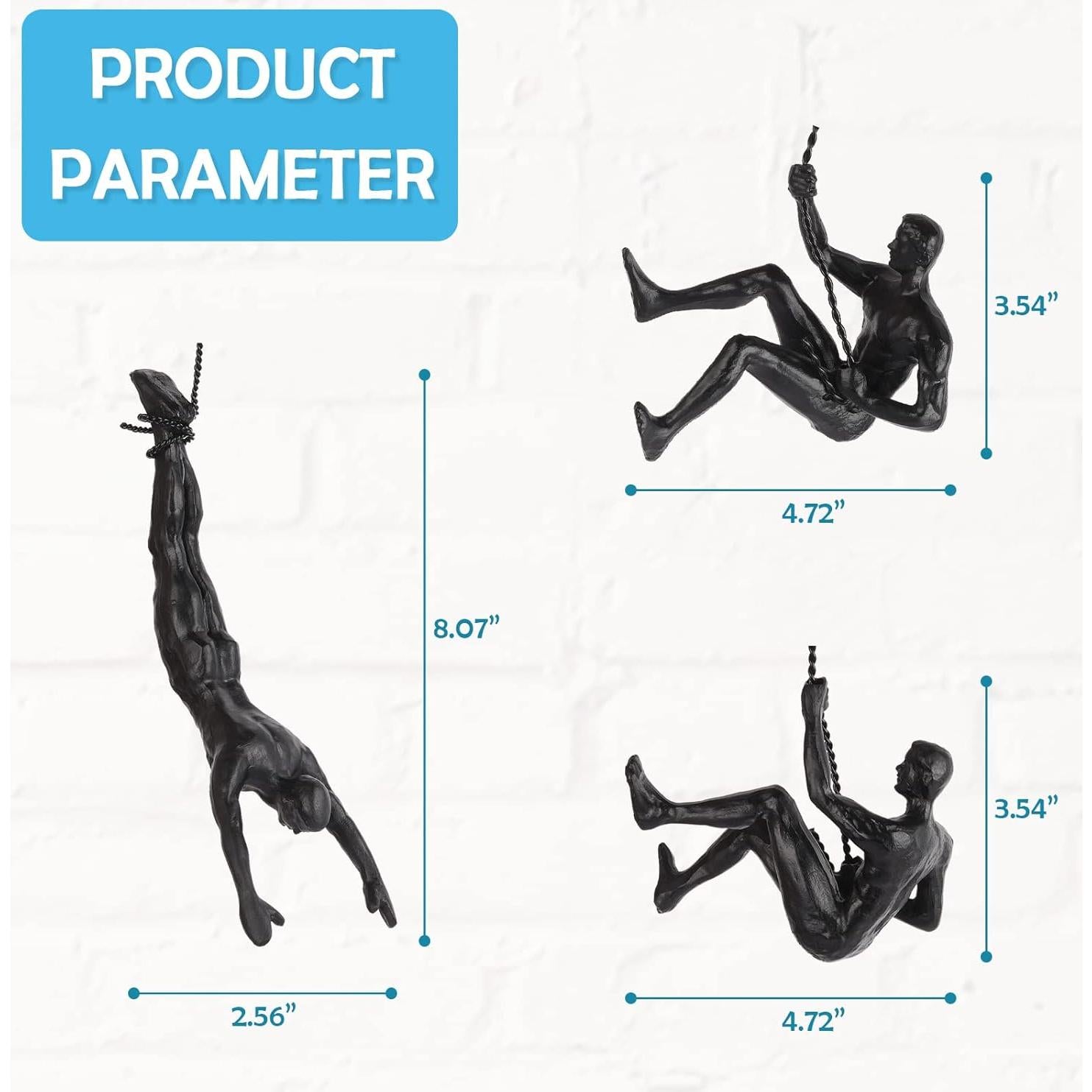 Conjunto de 3 Esculturas de Resina Olpchee Hombre Escalador