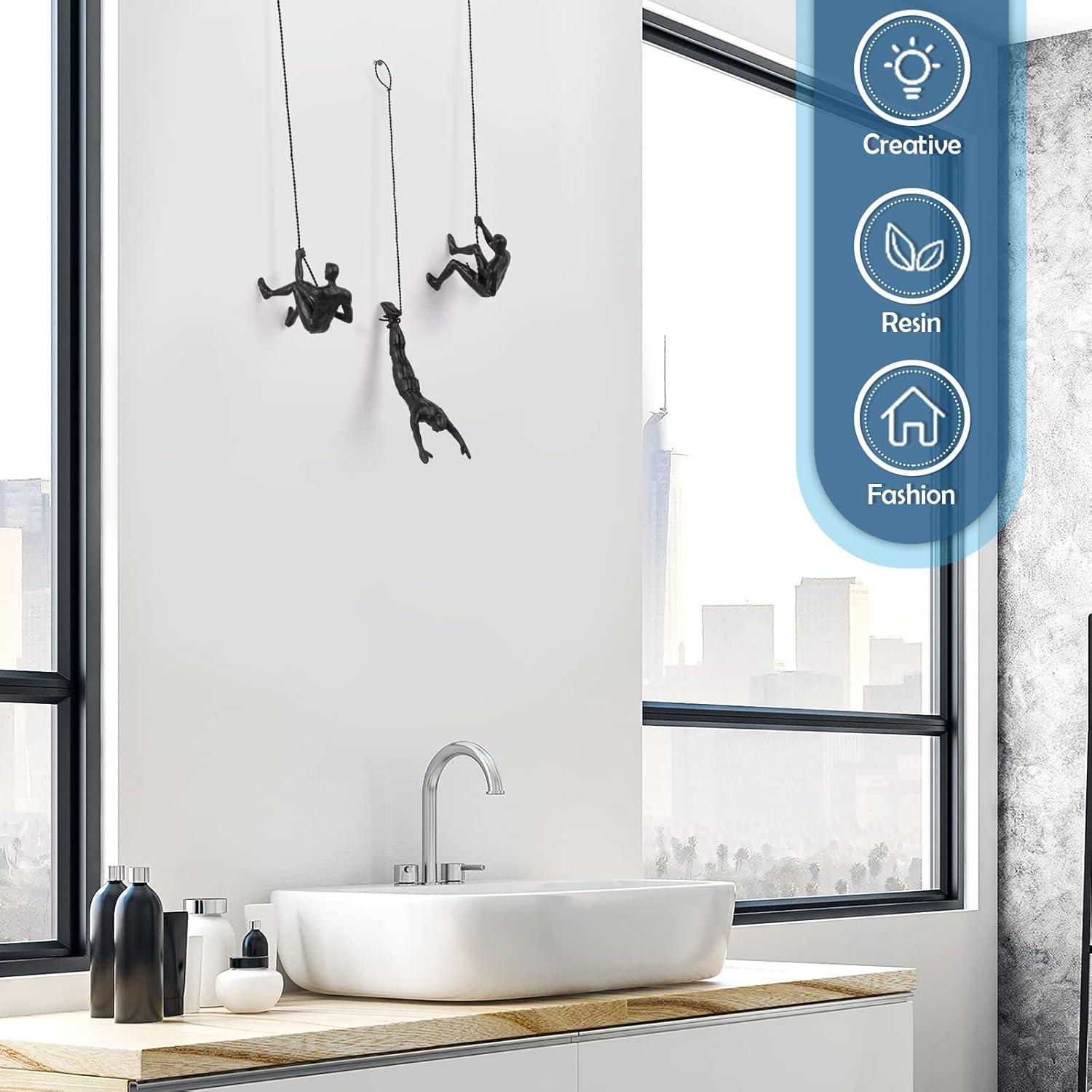 Conjunto de 3 Esculturas de Resina Olpchee Hombre Escalador