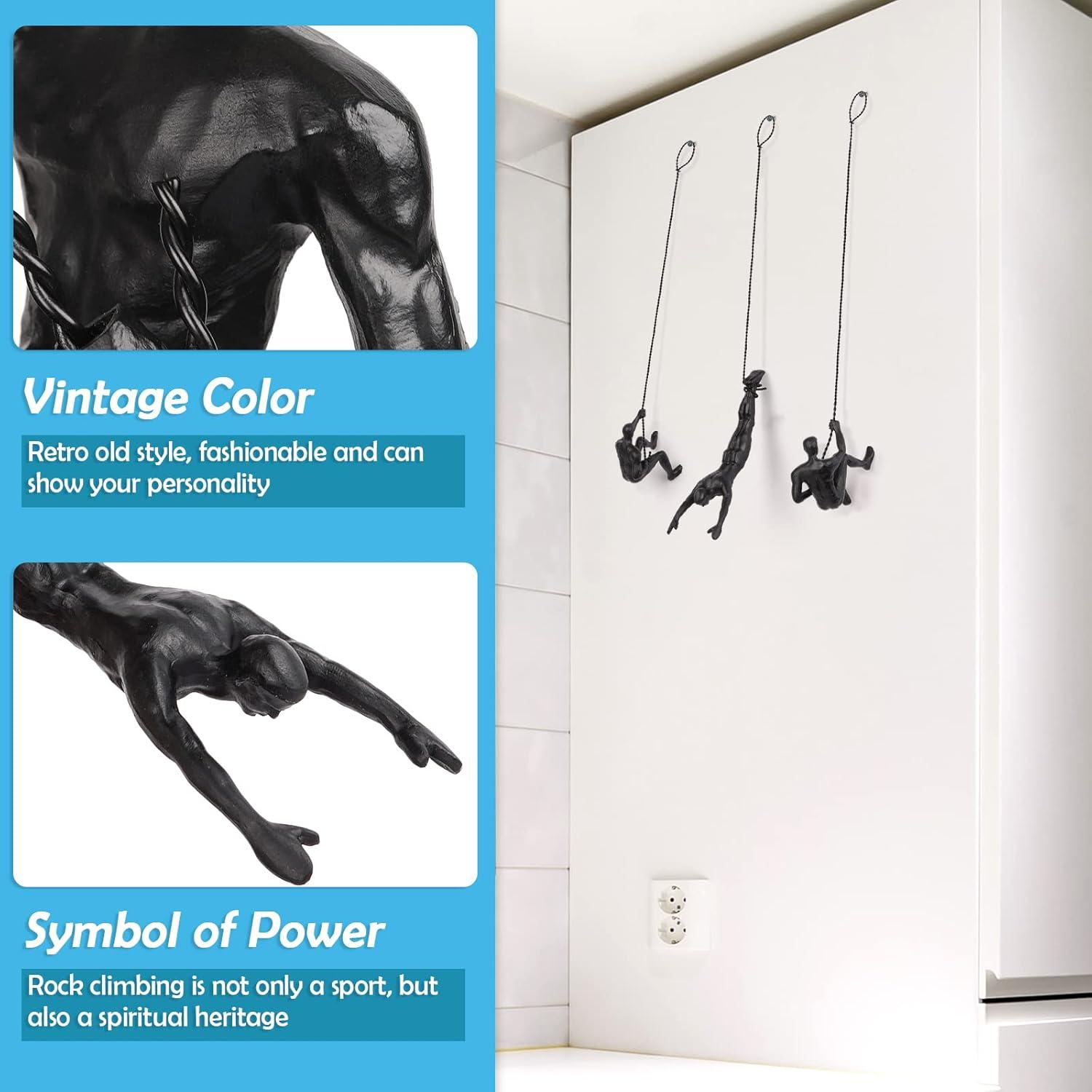 Conjunto de 3 Esculturas de Resina Olpchee Hombre Escalador