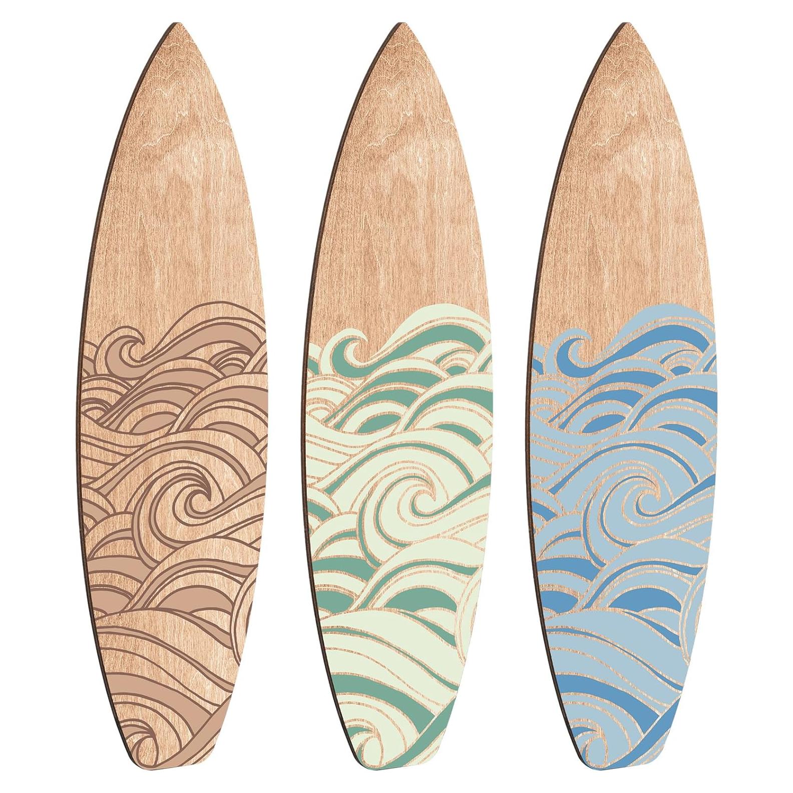 Decoración de Pared Tabla de Surf RattanView 3 Piezas 30x8.5cm