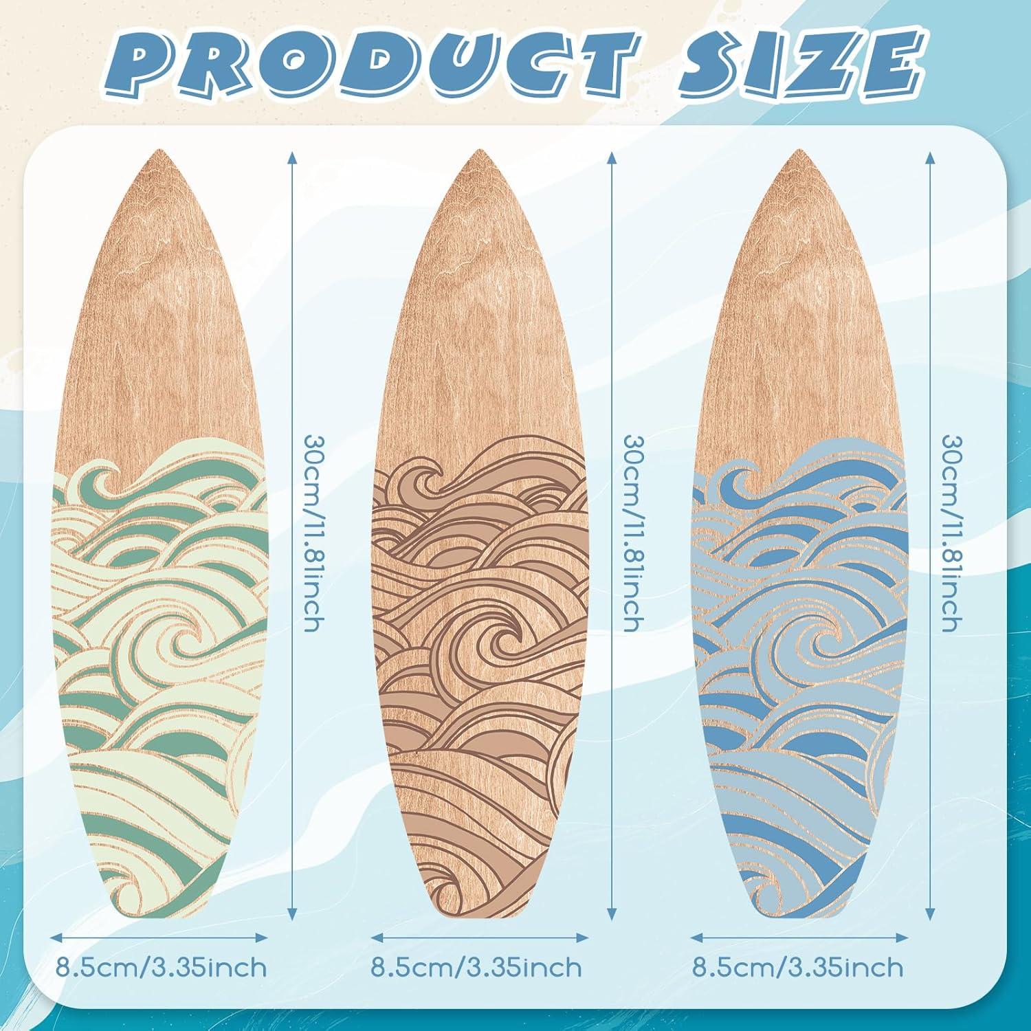 Decoración de Pared Tabla de Surf RattanView 3 Piezas 30x8.5cm