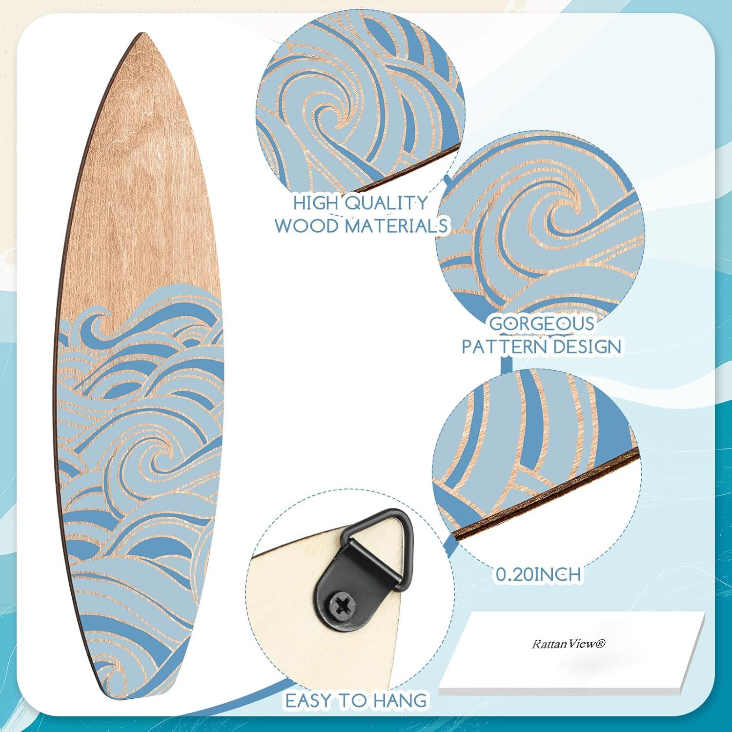 Decoración de Pared Tabla de Surf RattanView 3 Piezas 30x8.5cm