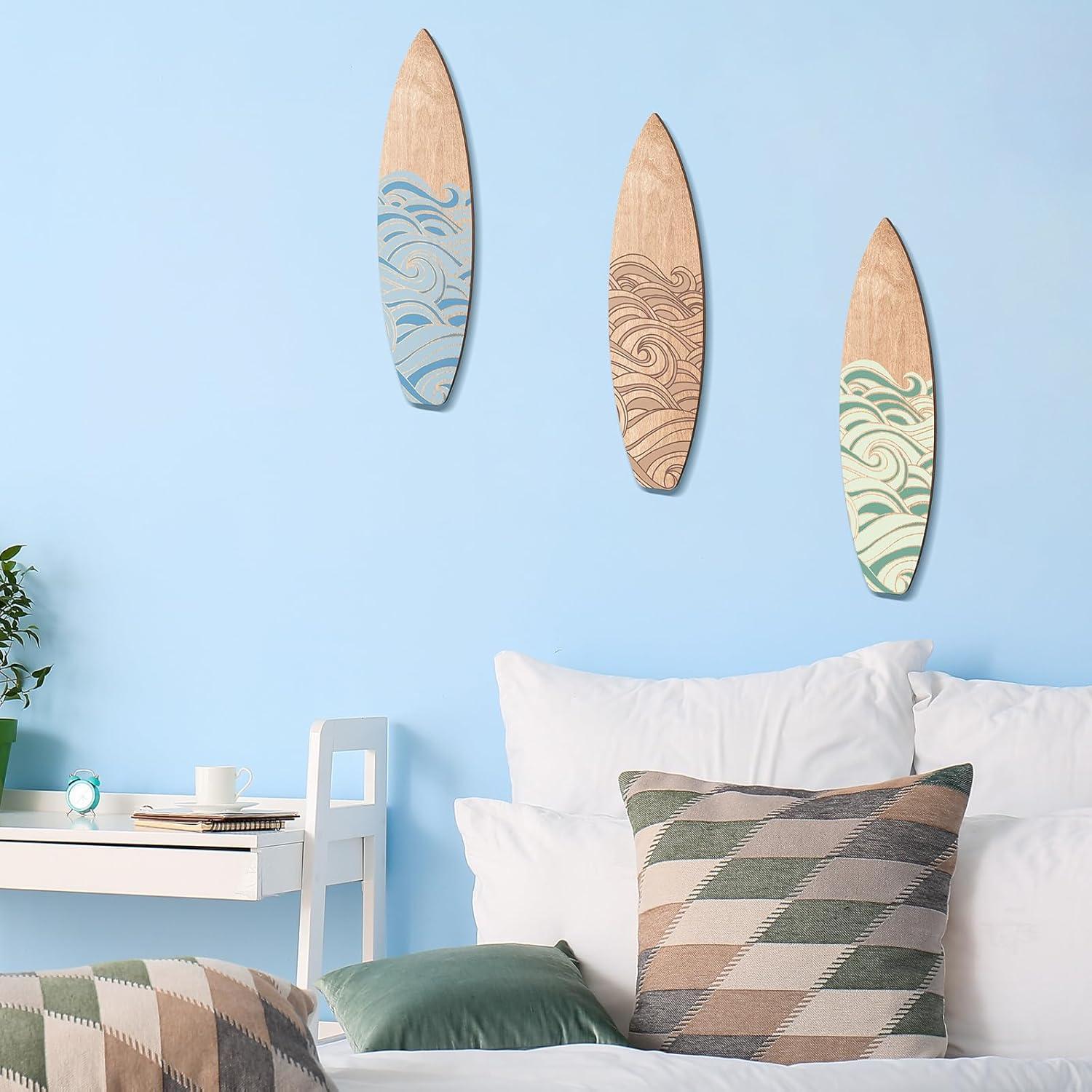 Decoración de Pared Tabla de Surf RattanView 3 Piezas 30x8.5cm