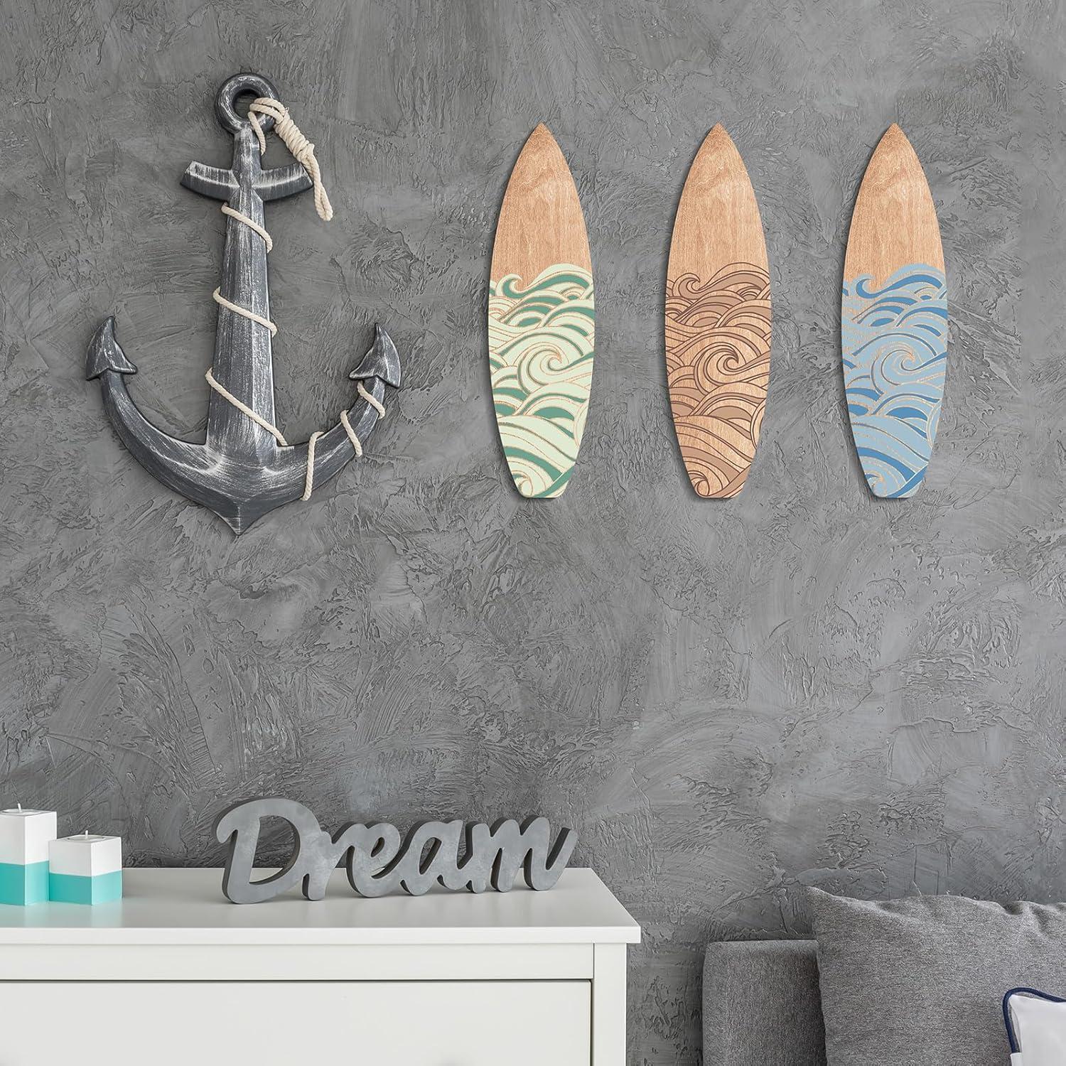 Decoración de Pared Tabla de Surf RattanView 3 Piezas 30x8.5cm