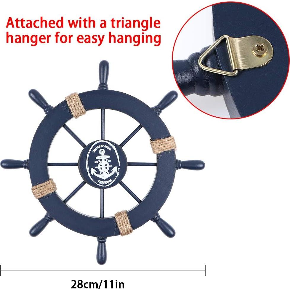 Rueda de Timón de Madera MDLUU 27.94 cm Azul Marino
