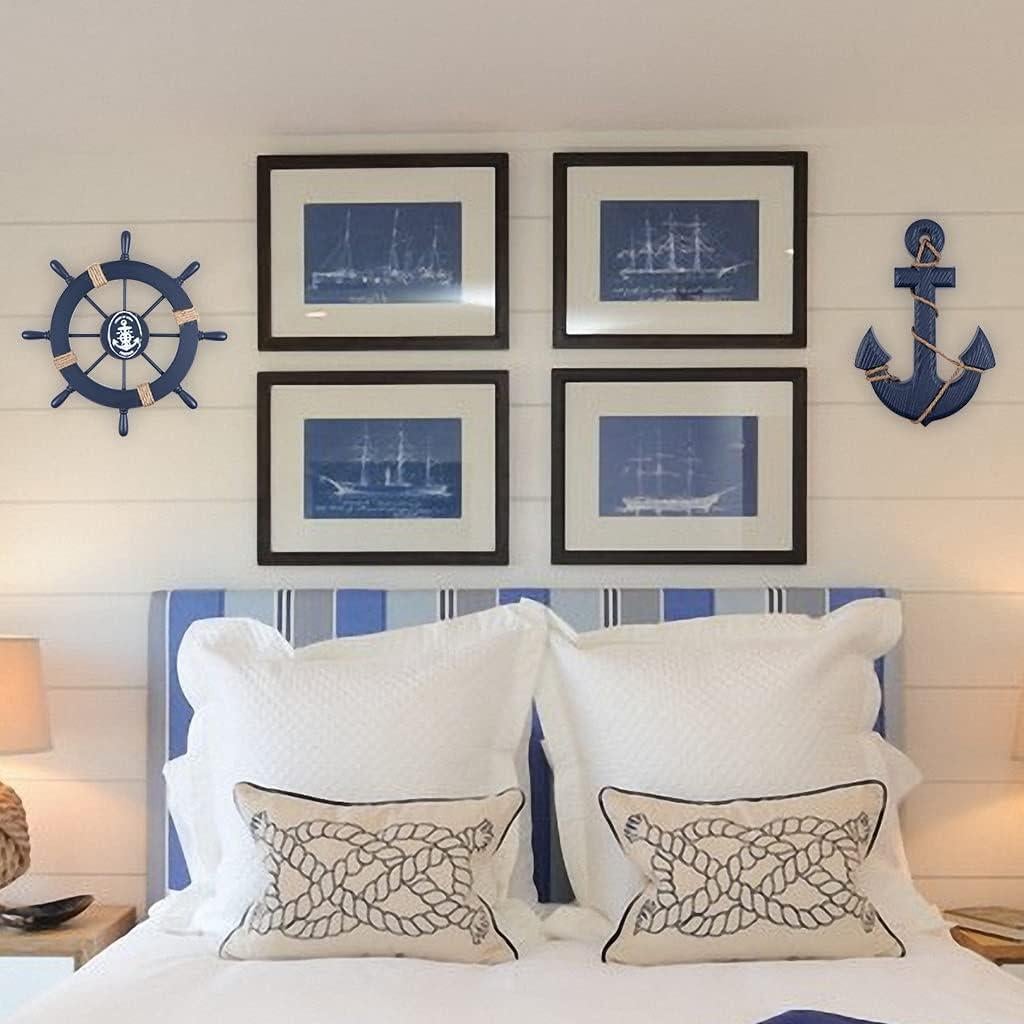 Rueda de Timón de Madera MDLUU 27.94 cm Azul Marino