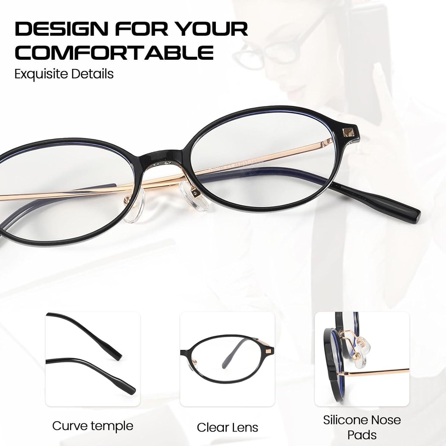 Gafas Falsas Ovaladas Retro SODQW con Lentes Anti Luz Azul